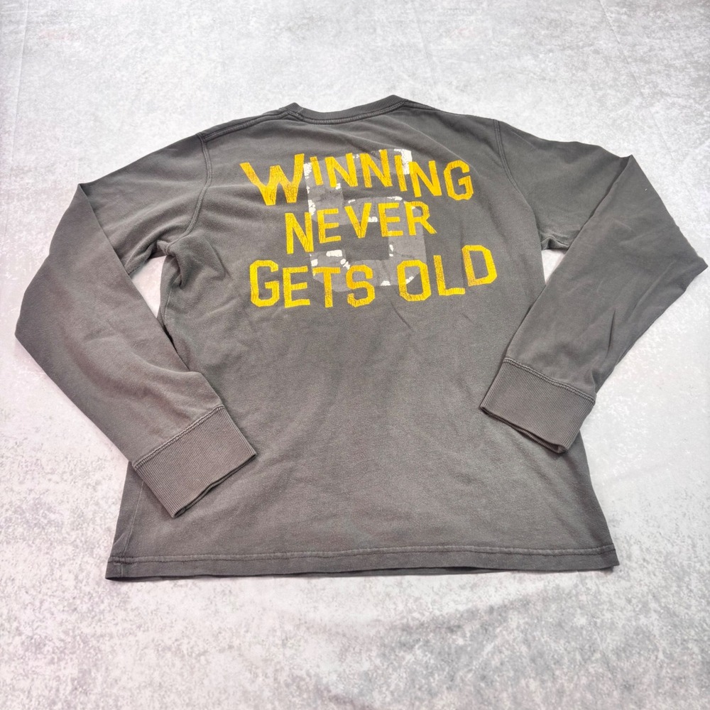 Y2K Abercrombie Hockey Long-Sleeve Shirt XL Faded Gray Double-Sided Graphic